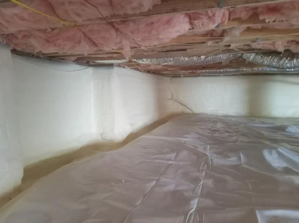 Crawl space encapsulation with closed-cell spray foam for Spray Foam Roofing in Groveland